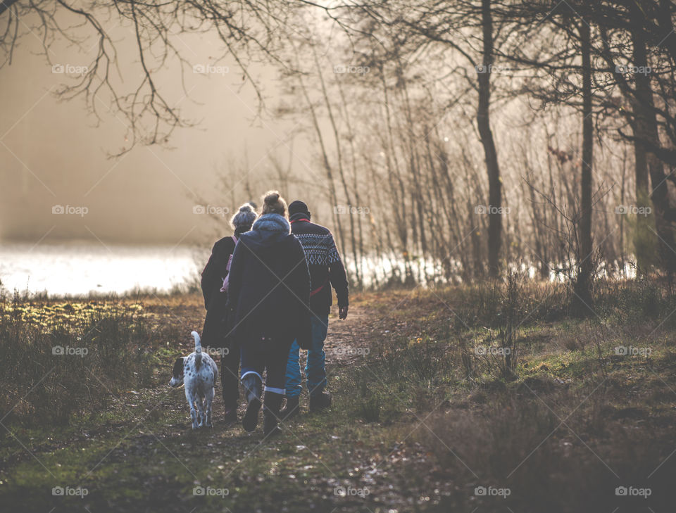 walking with family