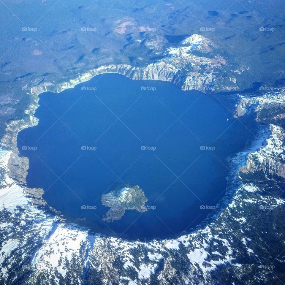 Crater Lake, OR from a plane. taken from a Delta airplane. November 2015