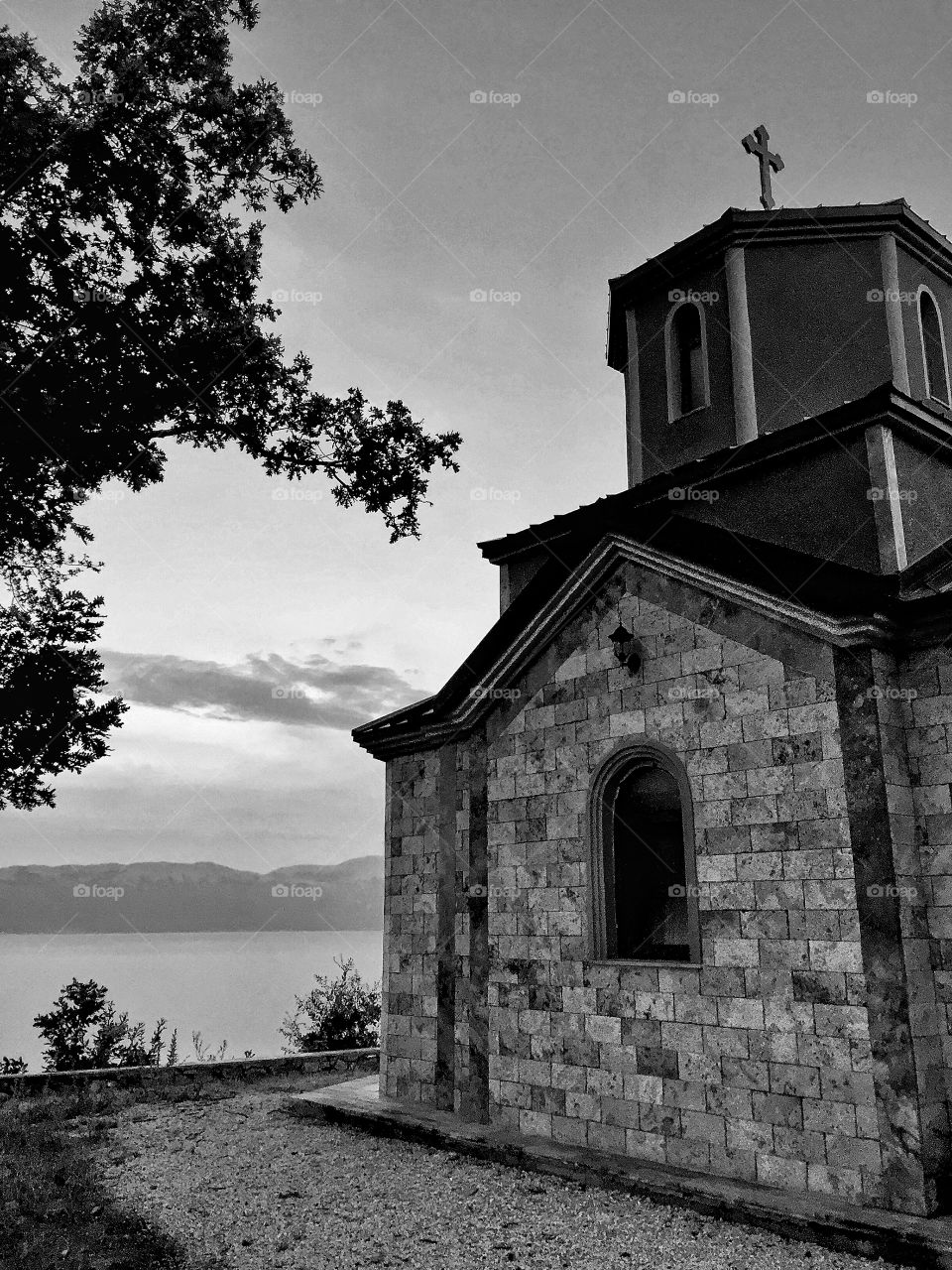 Monastery at a hill near the oldest lake in the world