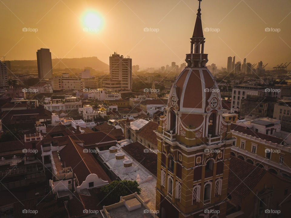 Cartagena Colombia at sunrise, there are not many shots of cartagena in that beautiful light