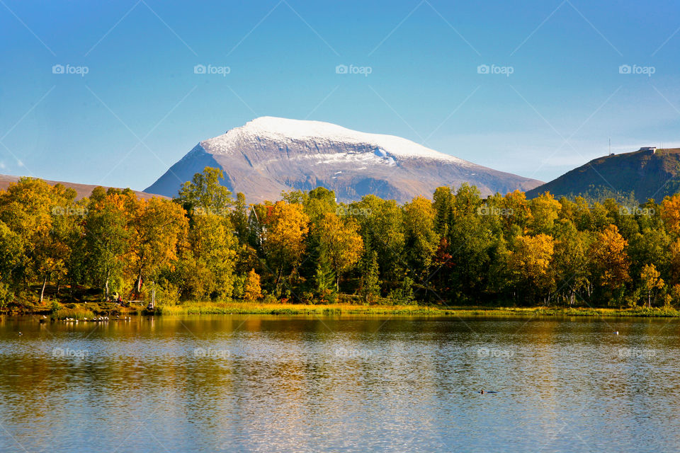 First snow on top of the mountain. 