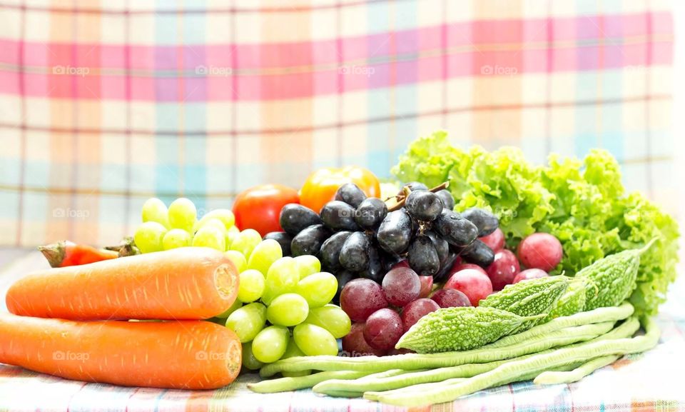 Vegetables and fruits. Vegetables and fruits in kitchen