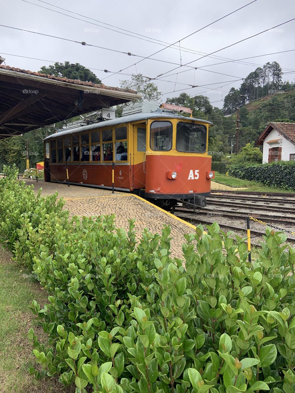 Old train red and yellow 