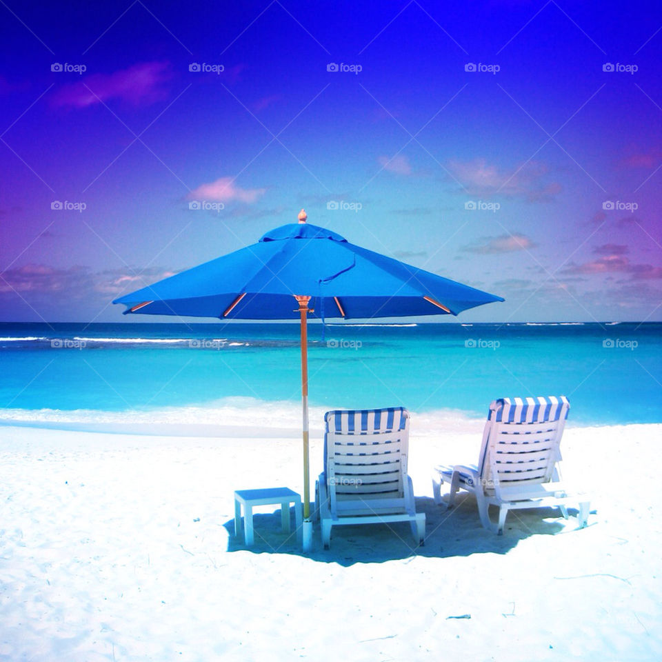 Beach chairs on an Anguilla beach