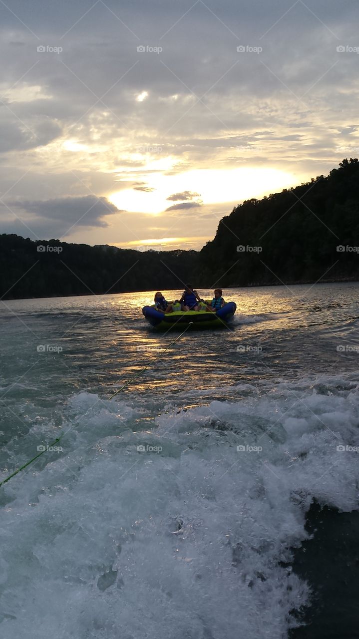 Sunset Ride. Tubing on Lake Cumberland