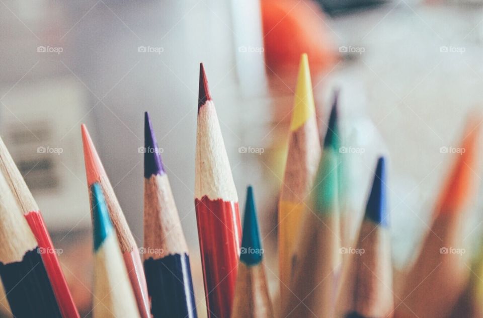 Close-up of colored pencils