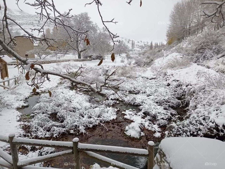 Beautiful snowy safe river background