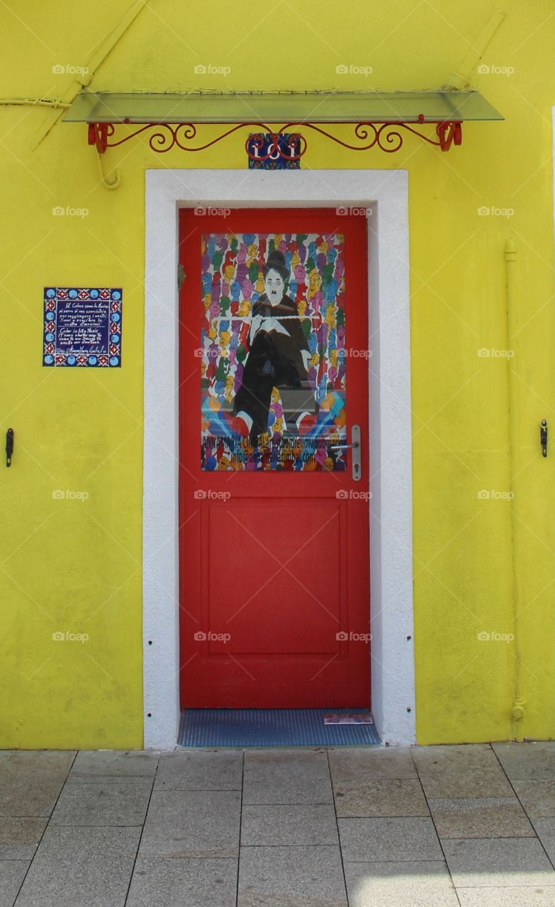 Bright door in Burano, Veneto