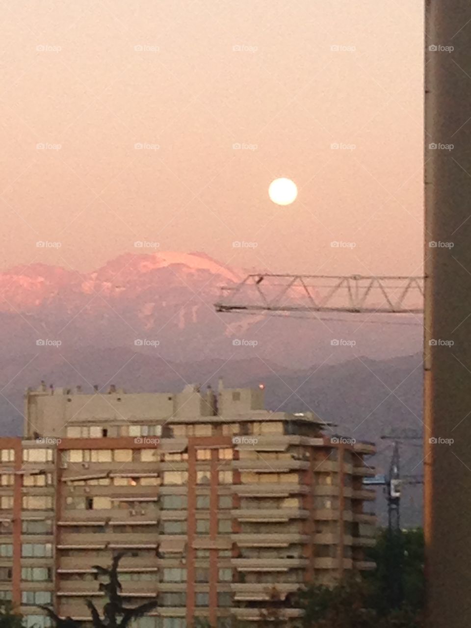 Moon rise.   Santiago, Chile
