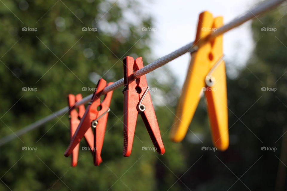 Clothes pin on washing line