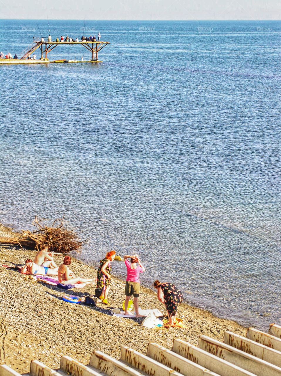 Sunbathing on Sochi’s pebble beach