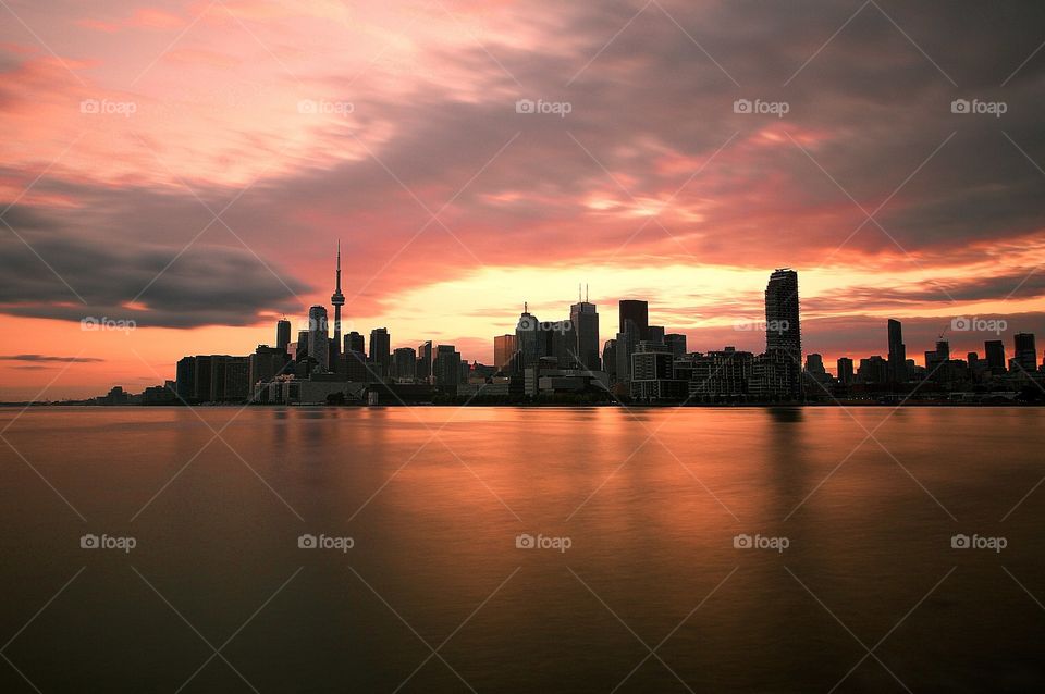 sunset in the city