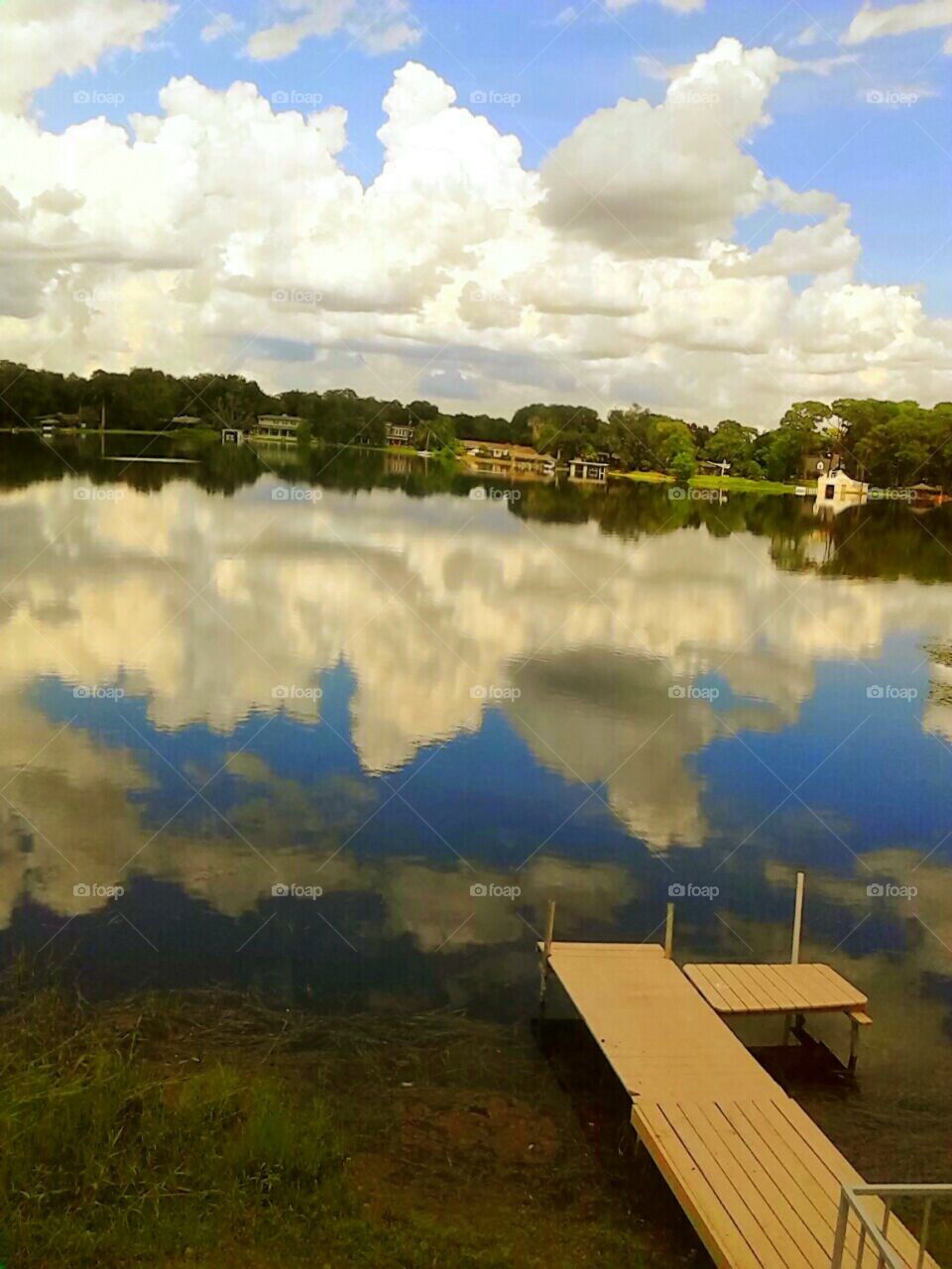 cloud reflections on lake