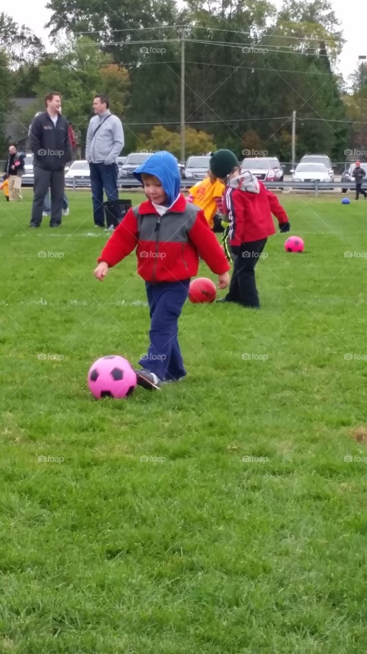soccer boy. son at soccer practice