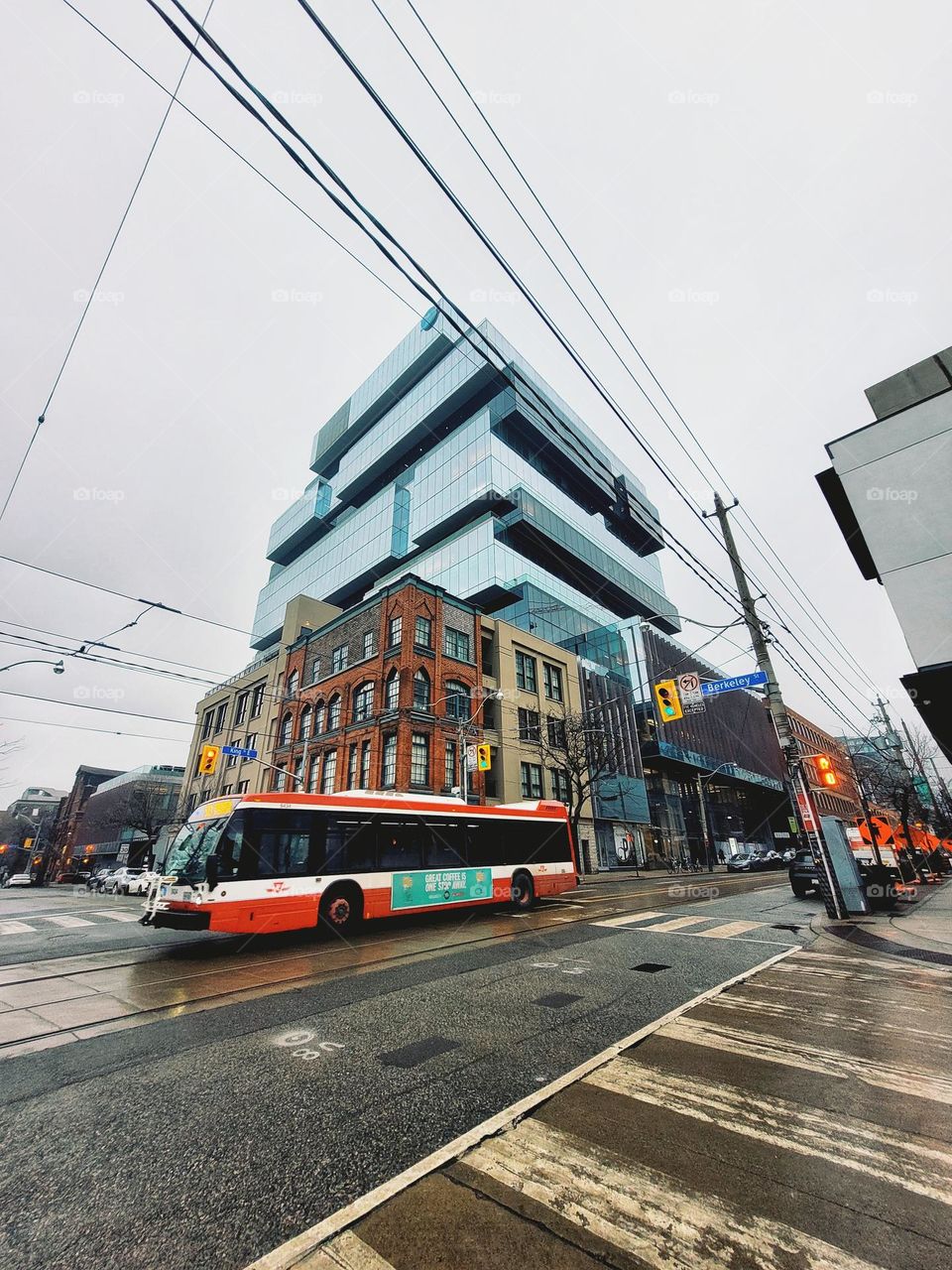 Toronto,  Canada. Urban City, Street,  view. Traffic. Modern architecture.  Landmark