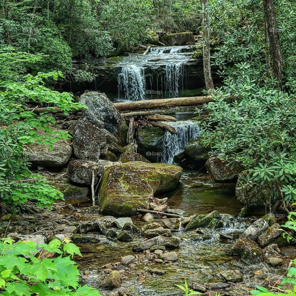 Tranquil mountain waterfall