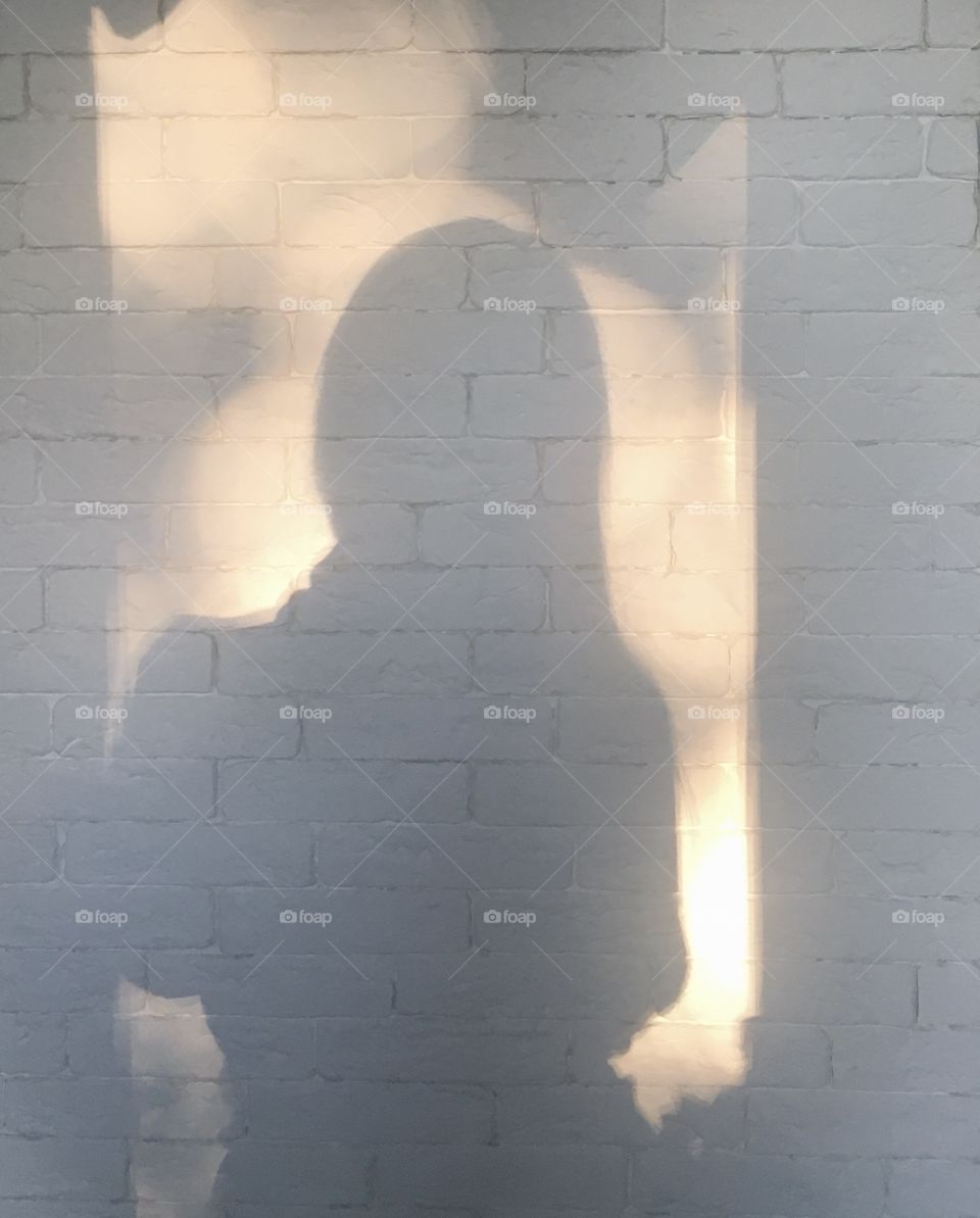 Sunset shadow on the wall 