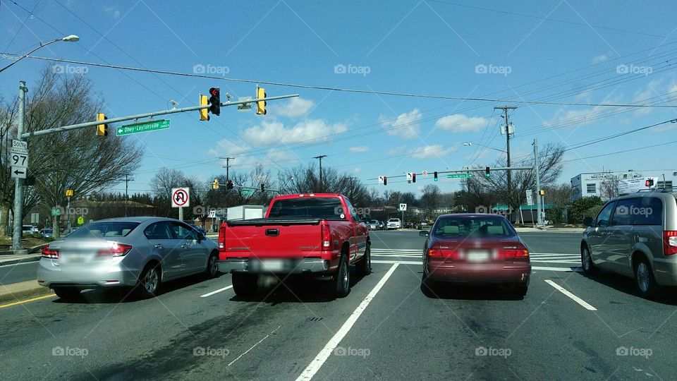 Traffic lights, cars, street