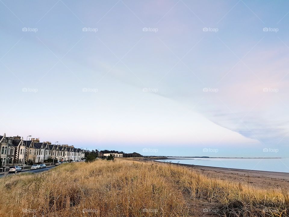 a Scottish beach in the cold.