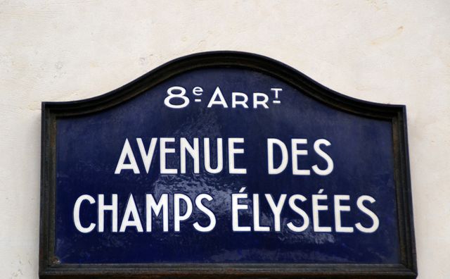 Champs Elysees street sign in Paris
