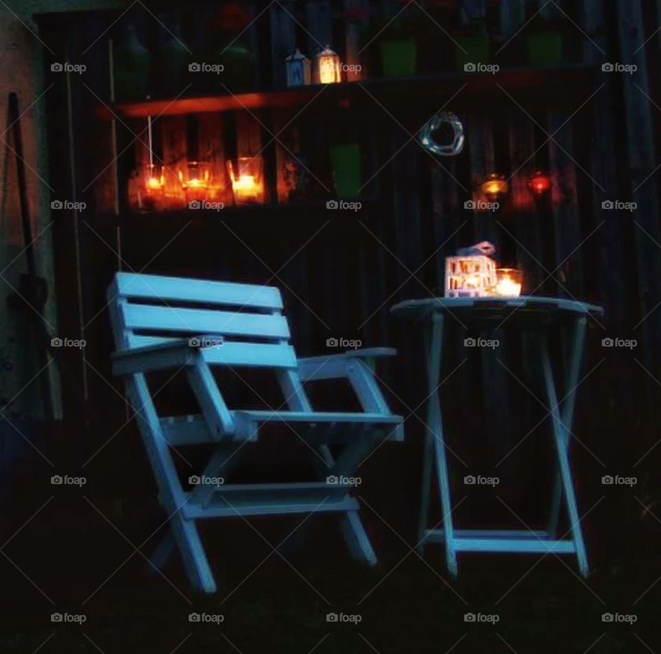 garden corner at night