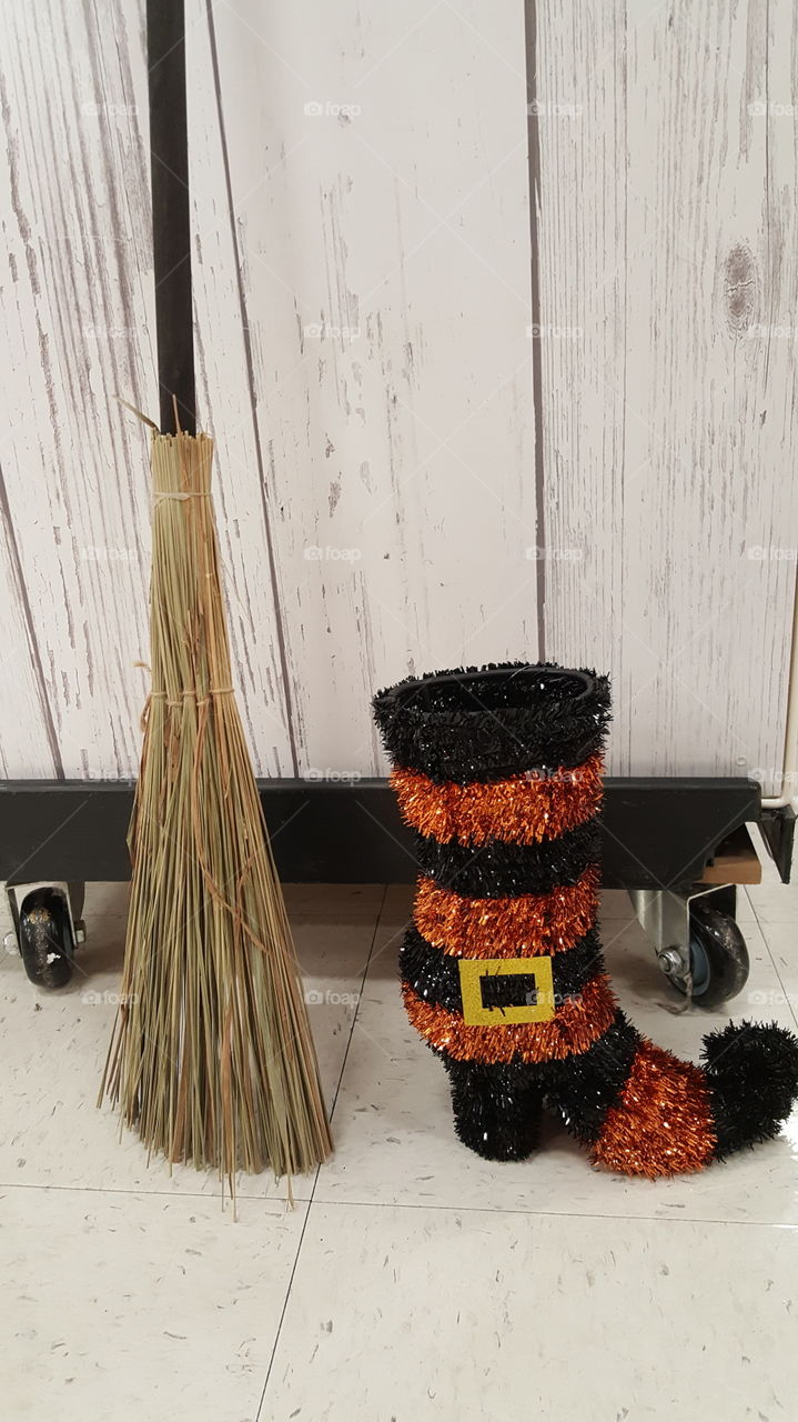witch boot and broom