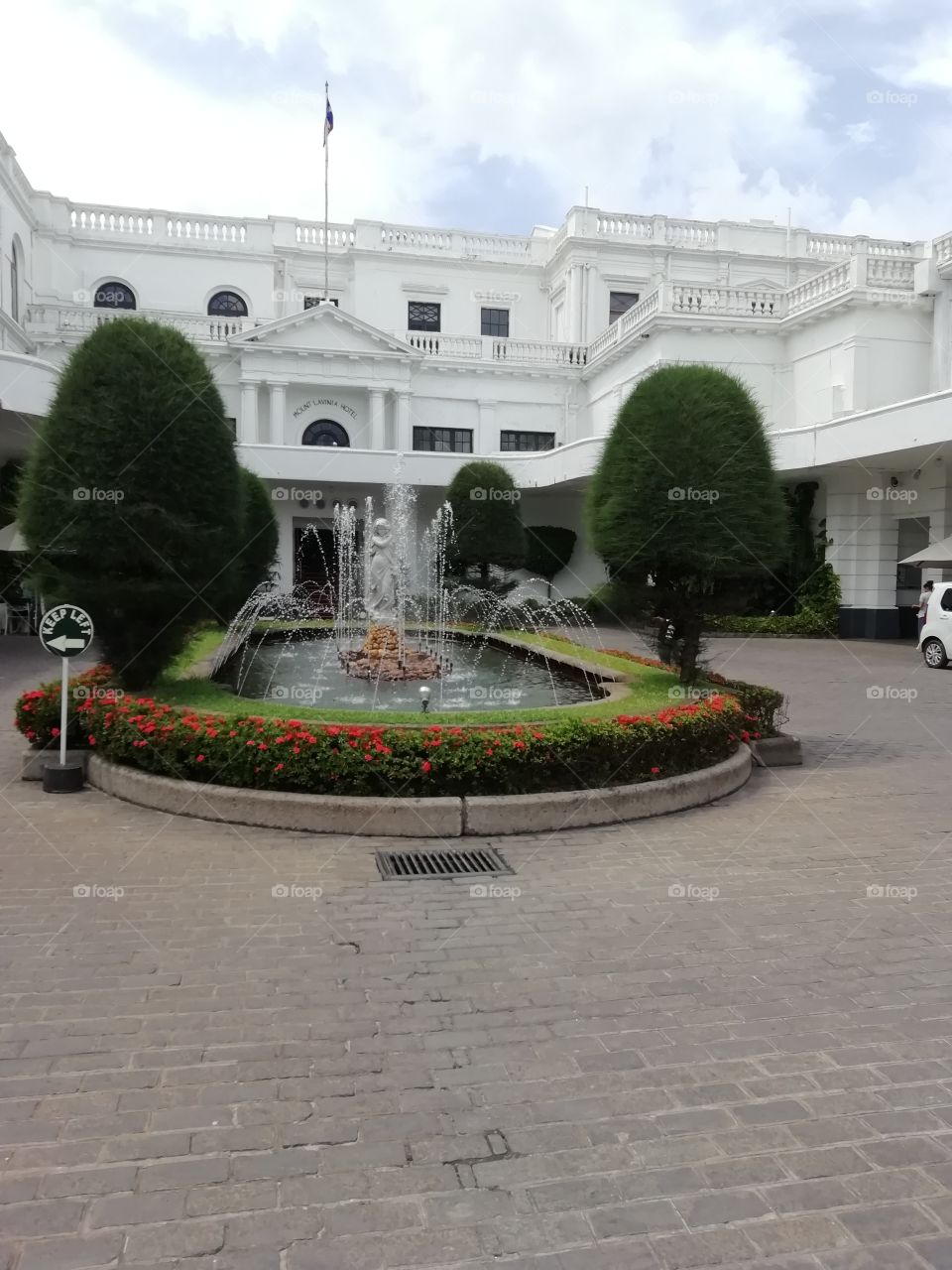 Front of the hotel # water fountain at the distance