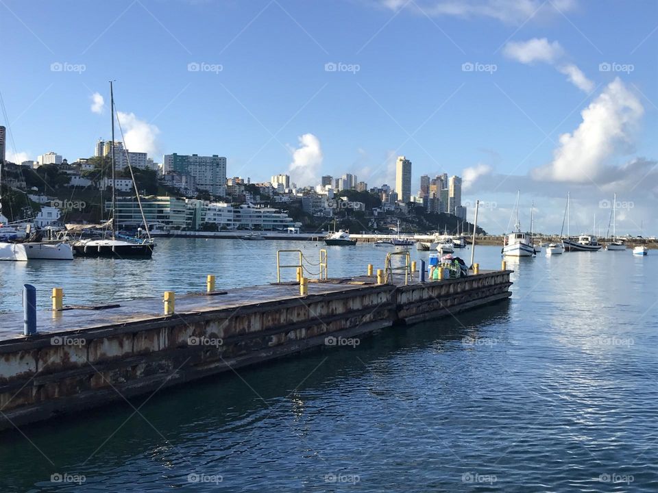 day rising at the port pier in the city of Salvador Bahia, Brazil