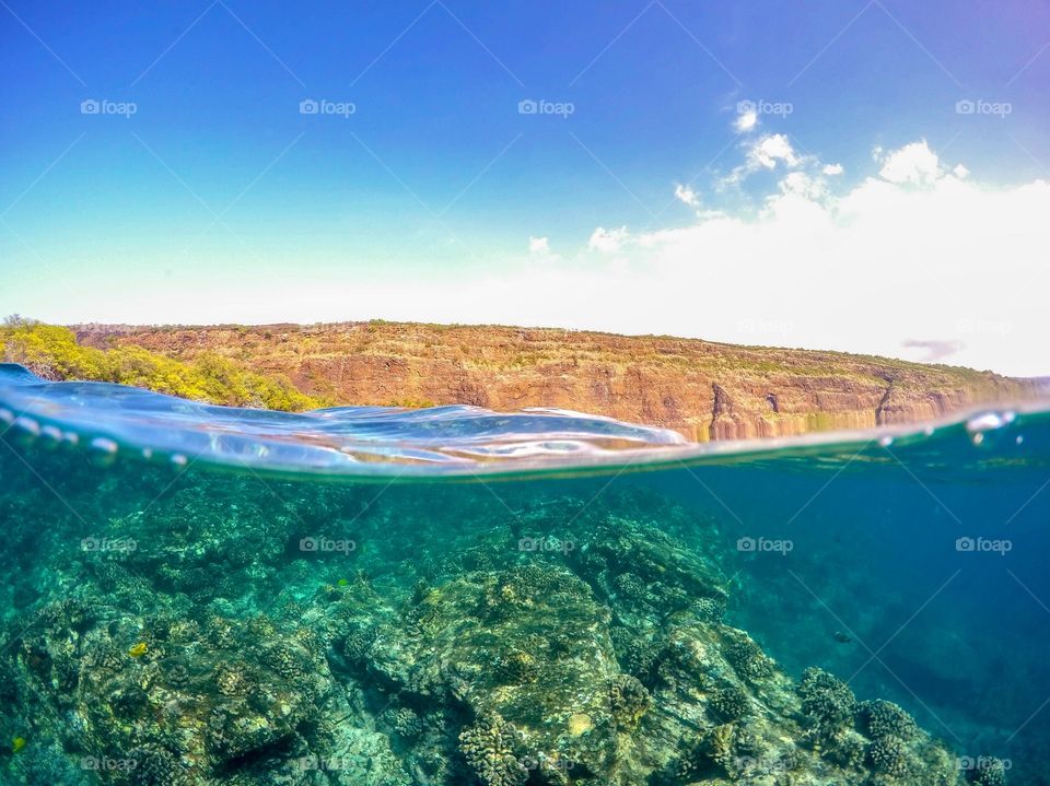 A remote lagoon off the Big Island of Hawaii