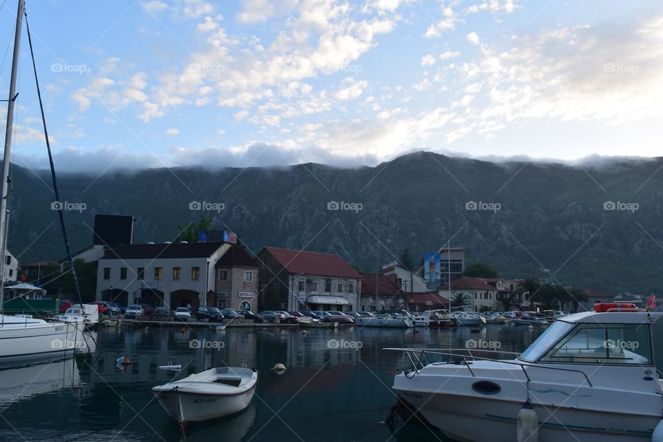 Sunset on the bay of Kotor