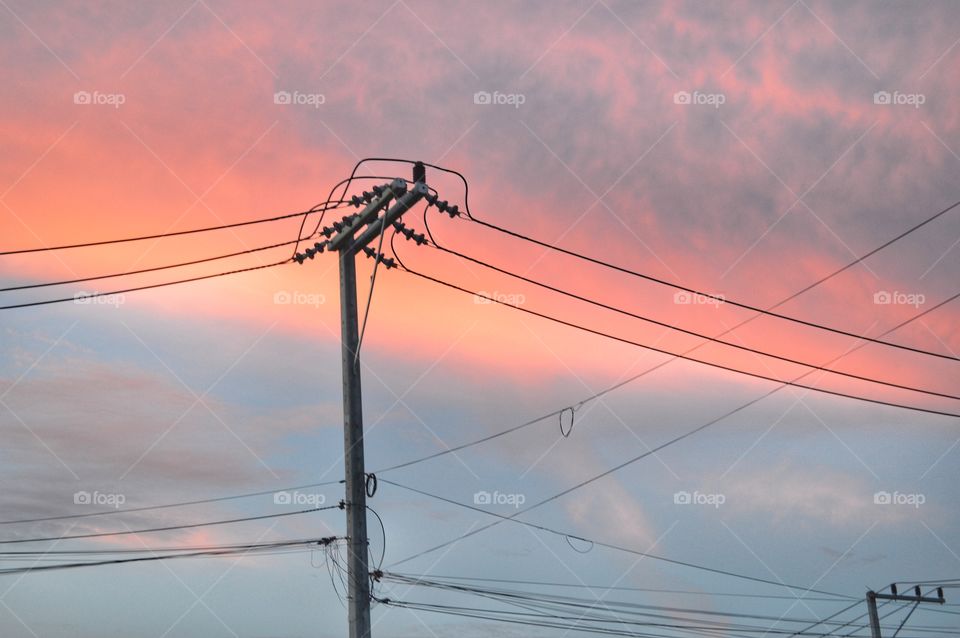 Sky and electricity poles Thailand