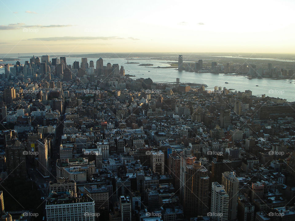 Downtown New York from above. View on the tip of New York