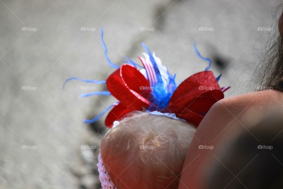 Independence Day Hair Bows . Seen at a July 4th Parade in Edmond, OK