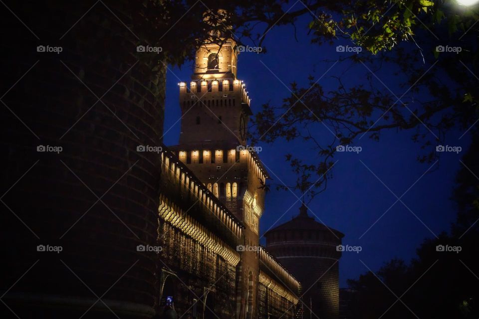 Castle’s lights in the center of the city