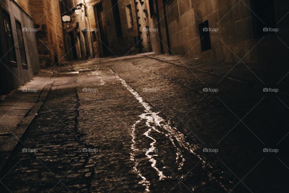 Street in the night in Toledo