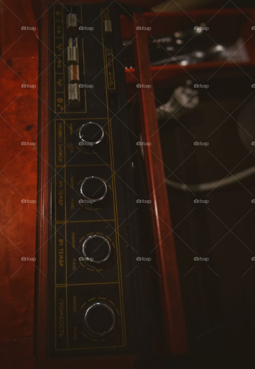 cassette player. USSR. old tape recorder. buttons.