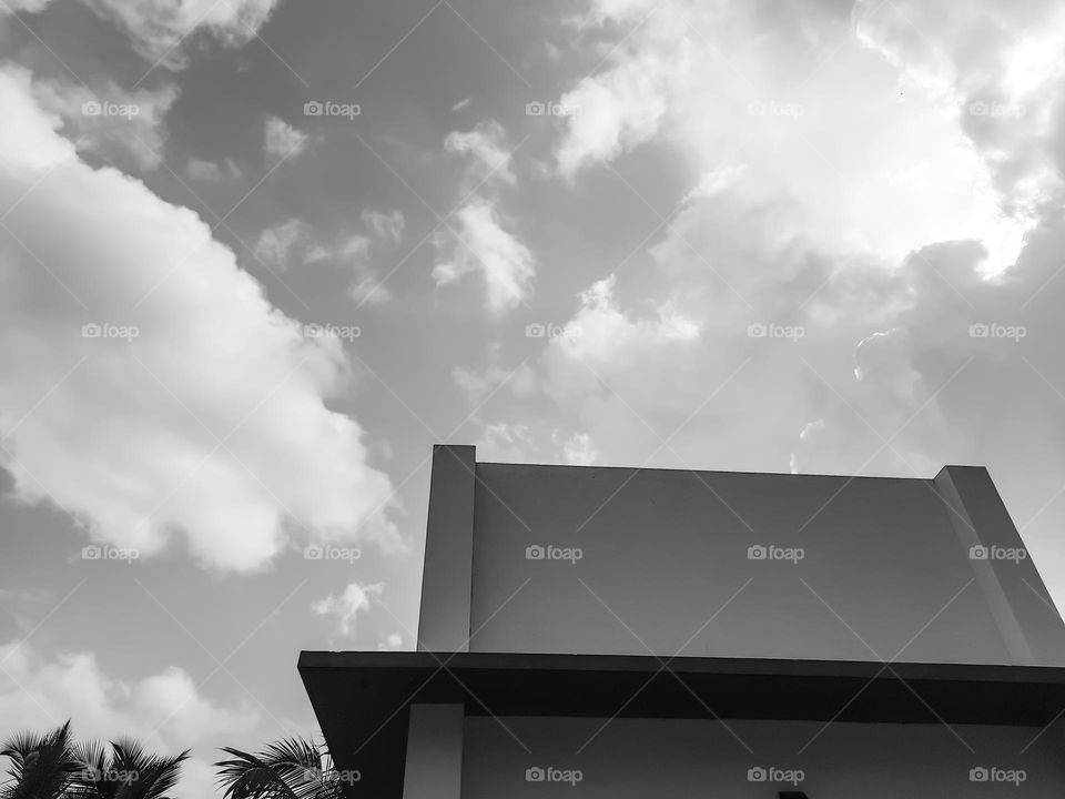 Top Corner portion of a house in black and white