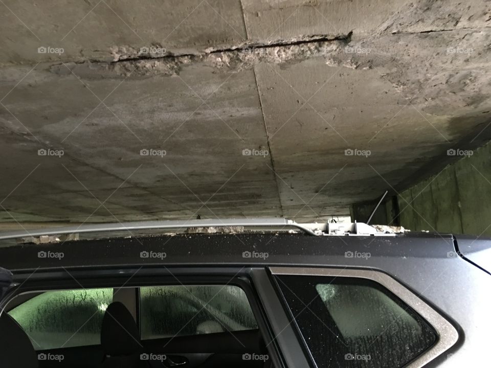 Covered parking broken ceiling fell on to vehicle and damage it