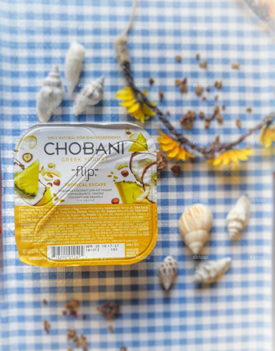 Throw on your flip flops and flip up a cup of Chobani Tropical Escape this summer.