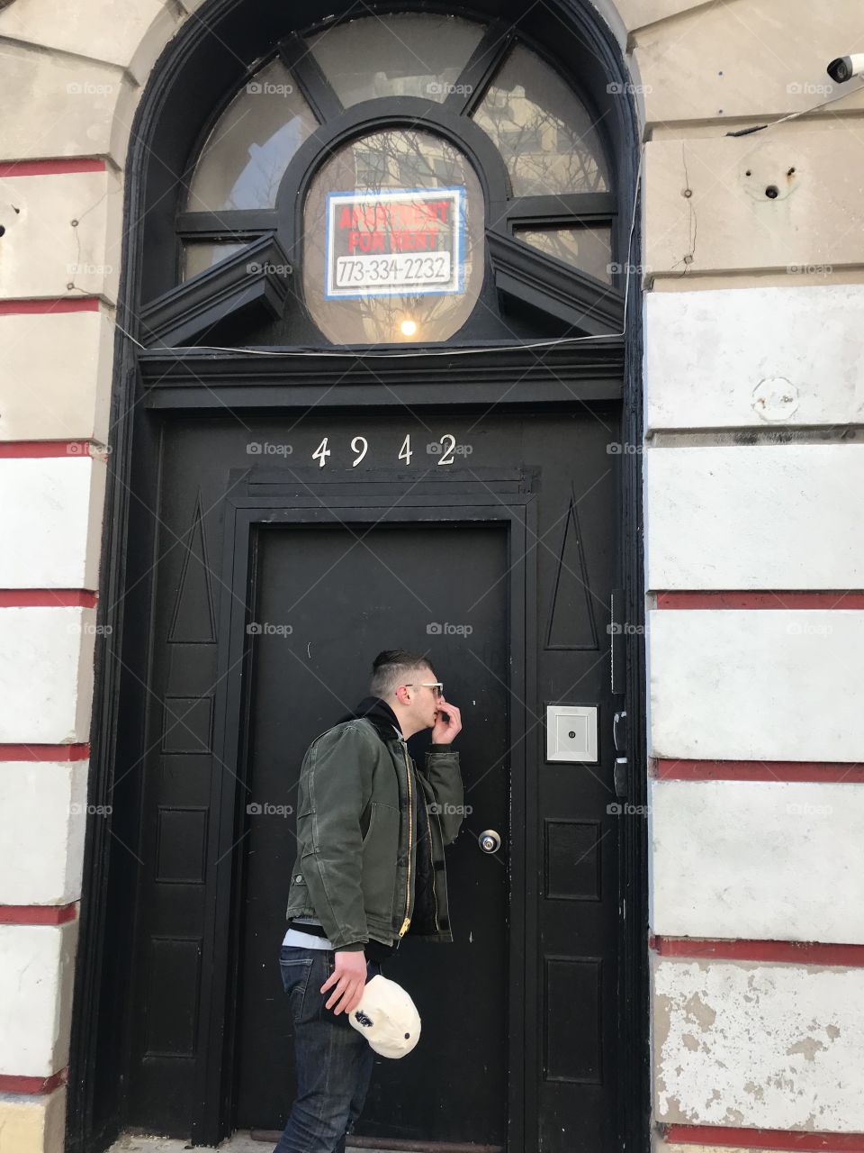 A man in a doorway 