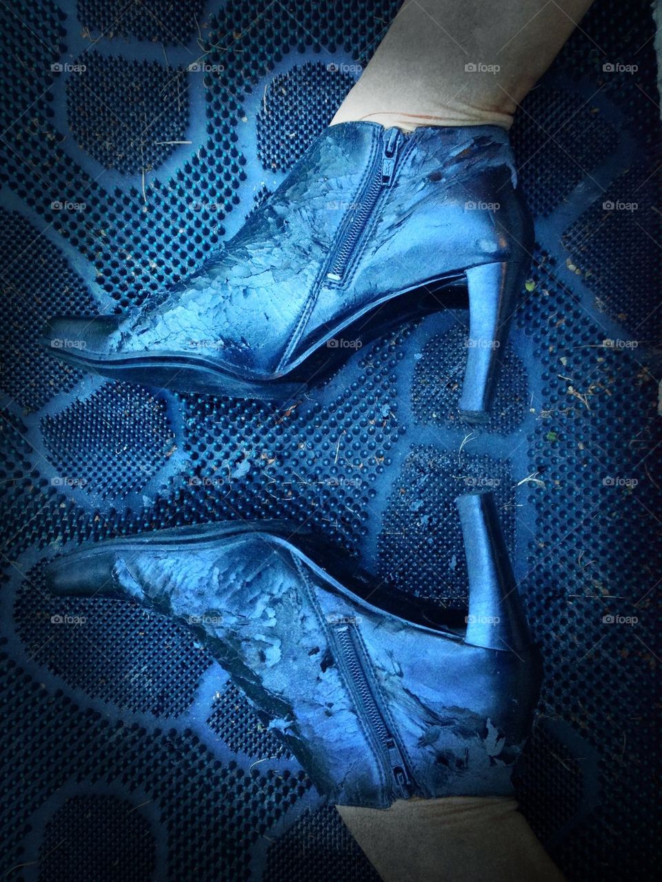 Old black boots. Old black boots