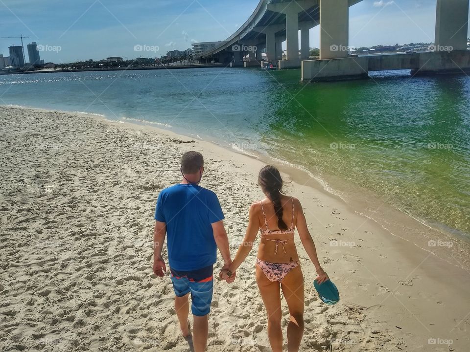 couple walking on the beach