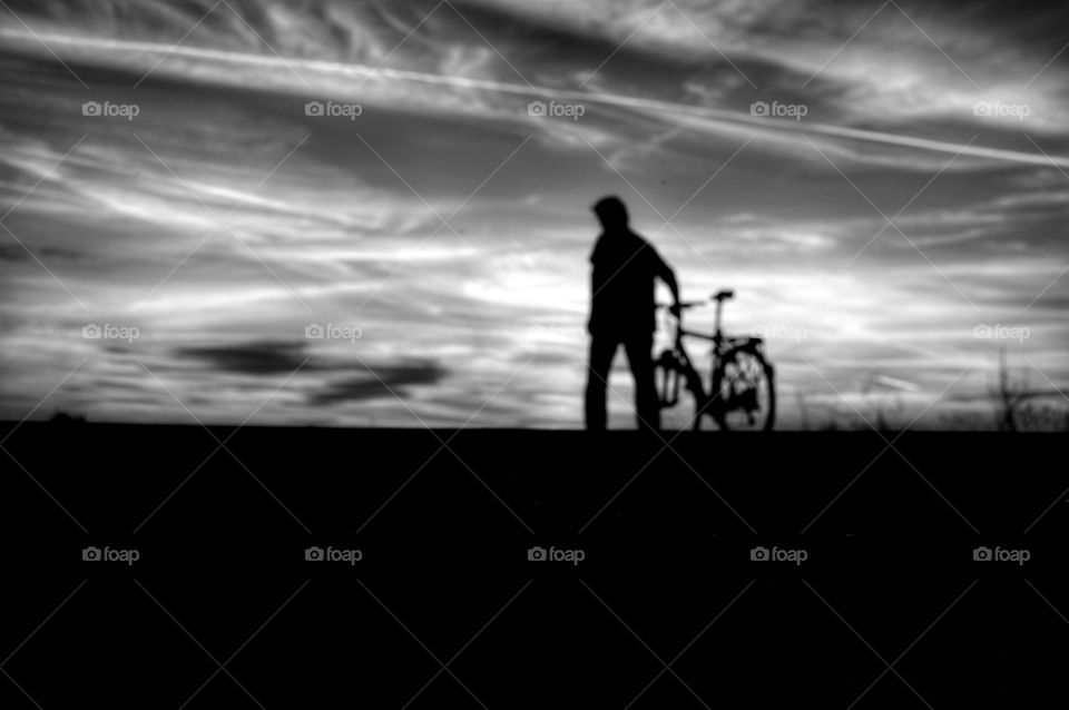 Monochrome, Sunset, Silhouette, Sky, Landscape