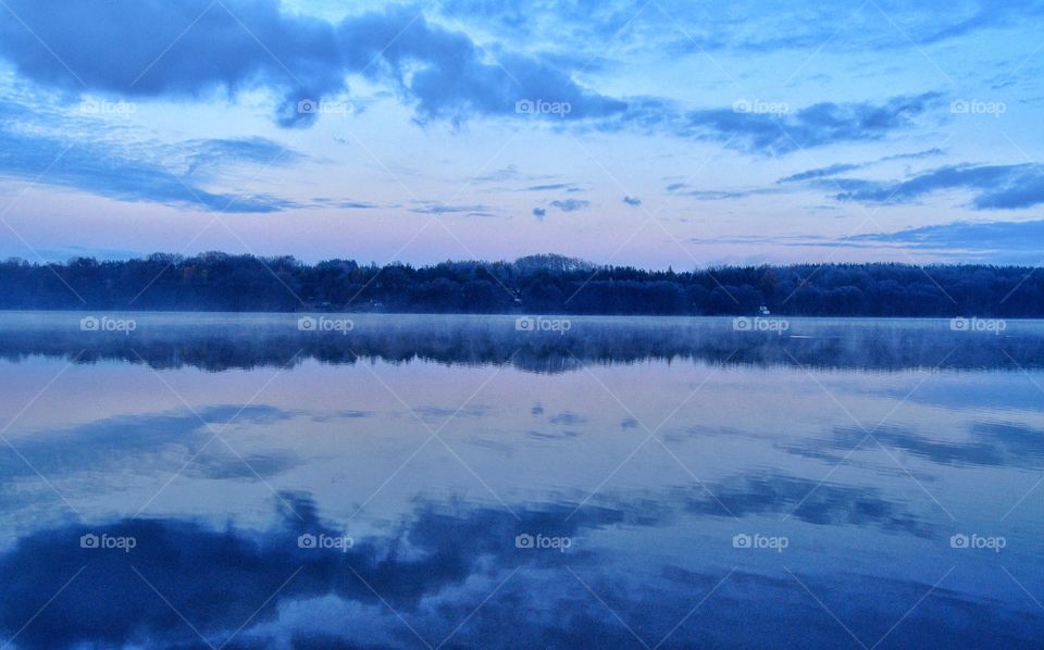 foggy morning at the lake