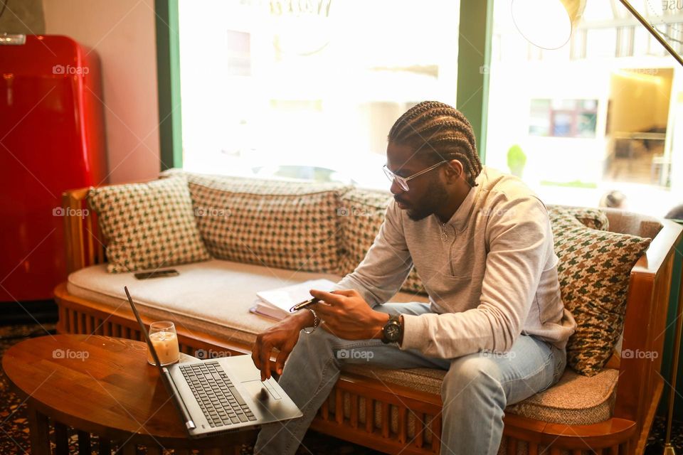 cafe studying stock photo