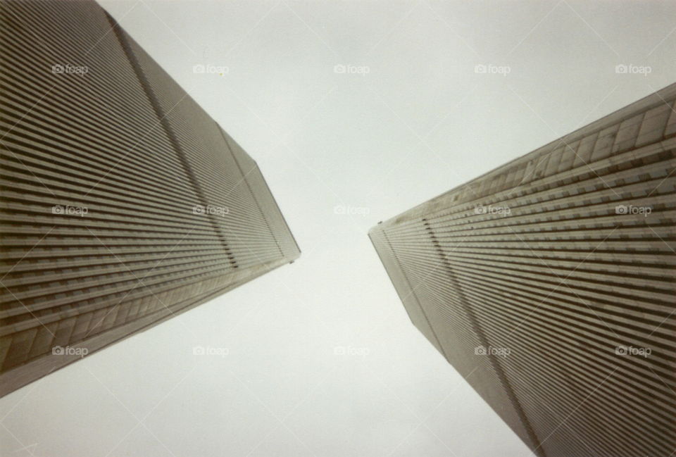 "Twin Towers" Looking up at the former World Trade Center in 1999.