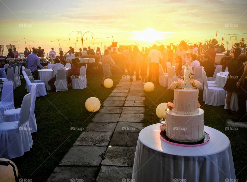 Wedding Party on a beautiful sunset.