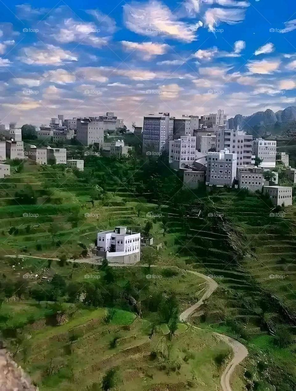 Glory be to God, the magnificent and picturesque view and the natural green trees are a view that is nothing more wonderful than it