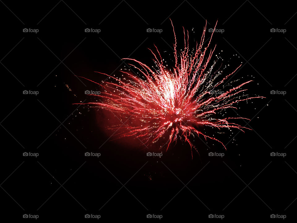 Fireworks in red