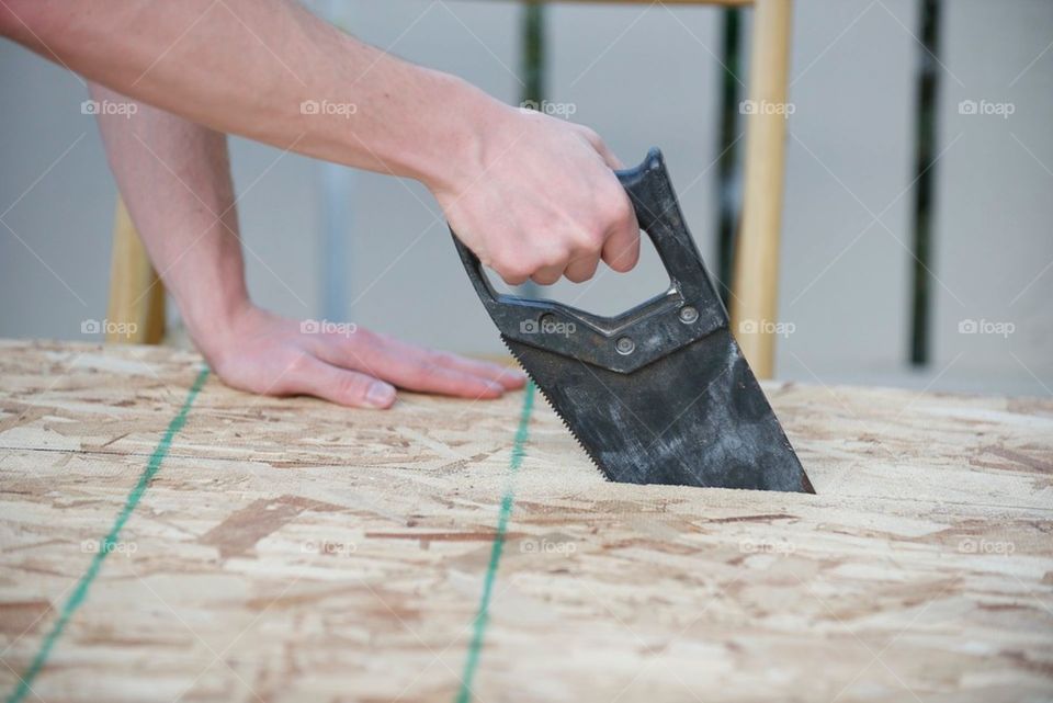 Sawing wood